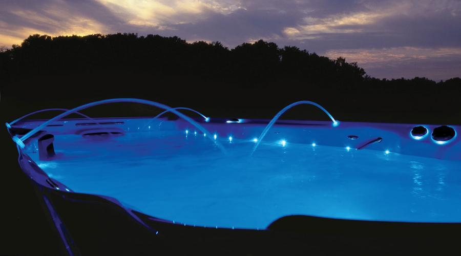 H2X Swim Spa Evening Lights