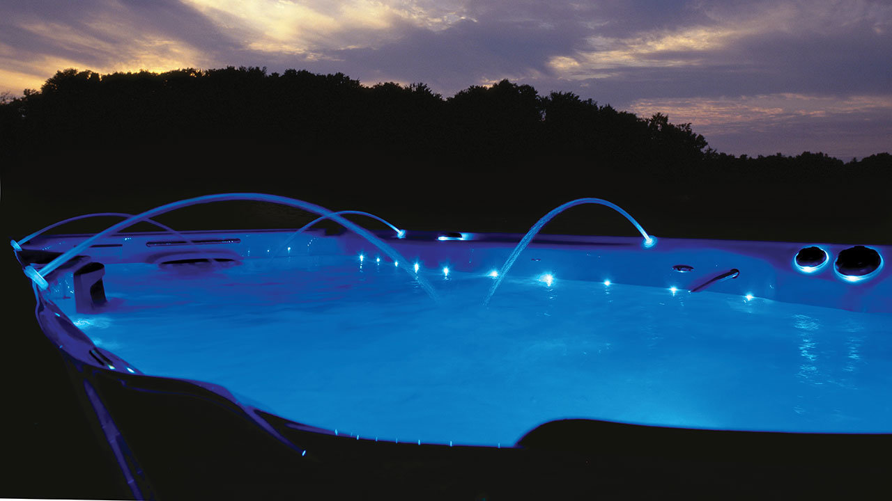 H2X Swim Spa Evening Lights