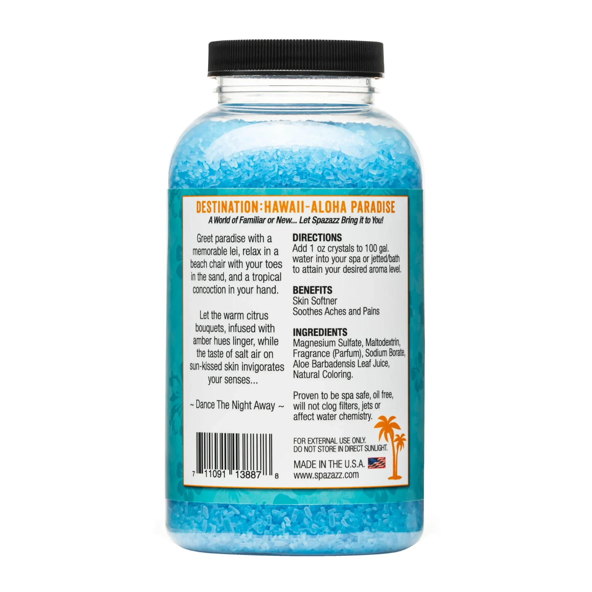 SPAZAZZ 22oz SPA & BATH CRYSTAL - DESTINATIONS - ALOHA PARADISE